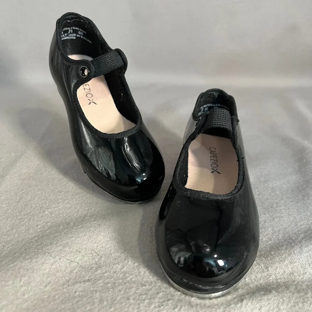 Capezio Jr. Tyette Tap Child Shoe‎ Black Patent Leather Dance Mary Jane N625C 9M